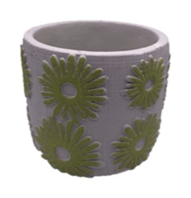 Daisy Style Lime Ceramic Plant Pot | 11cm