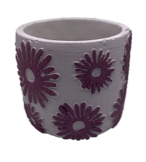 Daisy Style Mauve Ceramic Plant Pot | 11cm