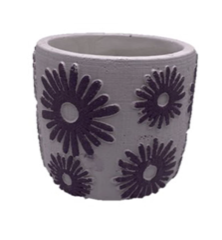 Daisy Style Purple Ceramic Plant Pot | 11cm