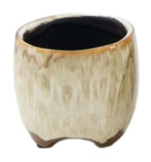 Beige Glazed Plant Pot on Feet | 7.5cm