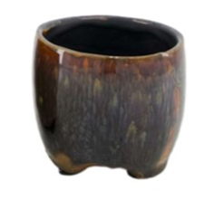 Dark Brown Glazed Plant Pot on Feet | 7.5cm