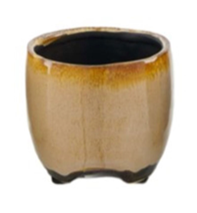 Light Brown Glazed Plant Pot on Feet | 7.5cm