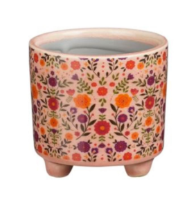 Floral Pink Pot on Feet | 8cm